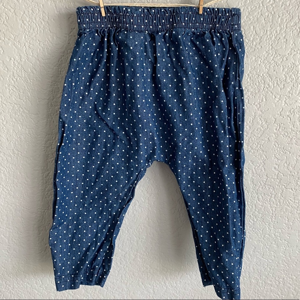 Blue pant (light Jean material) white polka dot